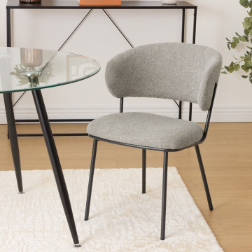 Chaise Alba chenille taupe pieds métal noir Atmosphera - Le Dépôt Bailleul