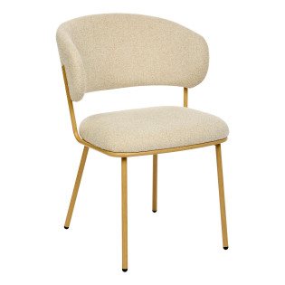 Chaise Alba chenille beige pieds métal effet bois Atmosphera - Le Dépôt Bailleul
