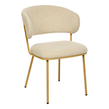 Chaise Alba chenille beige pieds métal effet bois Atmosphera - Le Dépôt Bailleul