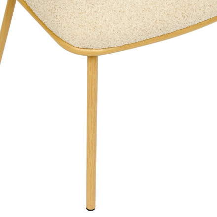 Chaise Alba chenille beige pieds métal effet bois Atmosphera - Le Dépôt Bailleul
