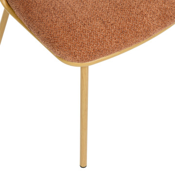 Chaise Alba chenille terracotta pieds métal effet bois Atmosphera - Le Dépôt Bailleul