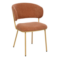 Chaise Alba chenille terracotta pieds métal effet bois Atmosphera - Le Dépôt Bailleul