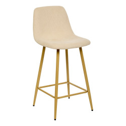 Tabouret de bar Roka beige pieds métal effet bois Atmosphera - Le Dépôt Bailleul