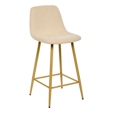 Tabouret de bar Roka beige pieds métal effet bois Atmosphera - Le Dépôt Bailleul