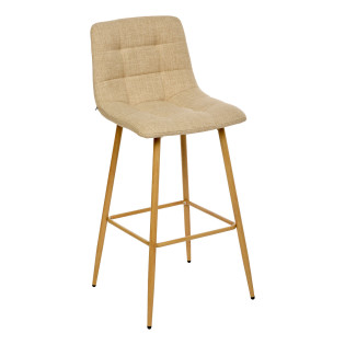 Tabouret de bar Sirac pieds métal effet bois tissu lin Atmosphera - Le Dépôt Bailleul
