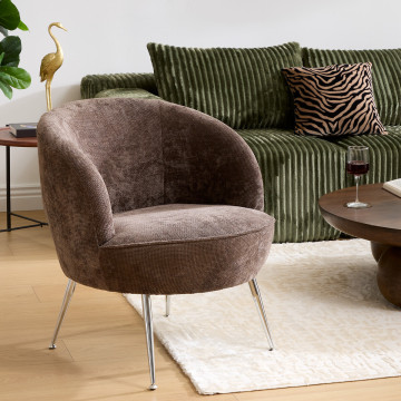 Fauteuil chenille tonka pieds métal chrome Atmosphera - Le Dépôt Bailleul