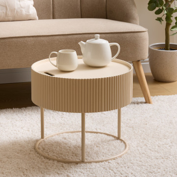 Table basse Juna D45 cm beige Atmosphera - Le Dépôt Bailleul