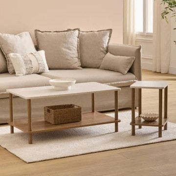 Table basse Côme 2 niveaux 90 cm effet travertin 5five - Le Dépôt Bailleul