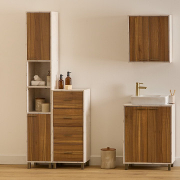 Chiffonnier 4 tiroirs Côme effet travertin 5five - Le Dépôt Bailleul