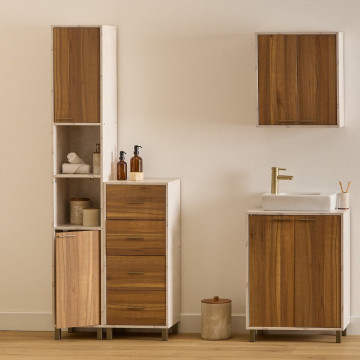 Chiffonnier 4 tiroirs Côme effet travertin 5five - Le Dépôt Bailleul