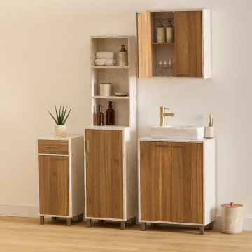 Meuble sous lavabo 2 portes Côme effet travertin 5five - Le Dépôt Bailleul