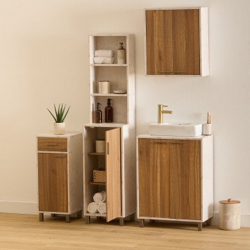 Meuble sous lavabo 2 portes Côme effet travertin 5five - Le Dépôt Bailleul