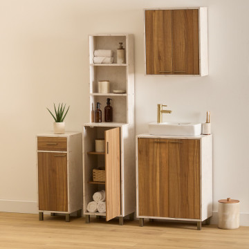 Meuble haut 2 portes Côme effet travertin 5five - Le Dépôt Bailleul