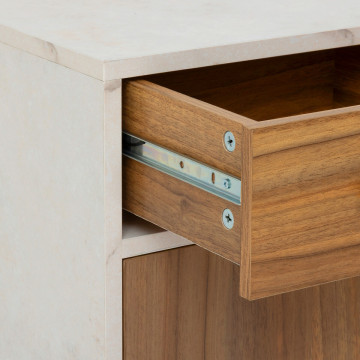 Meuble bas 1 tiroir 1 porte Côme effet travertin 5five - Le Dépôt Bailleul