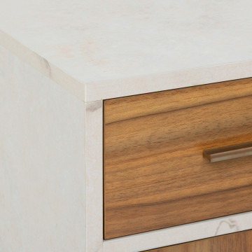 Meuble bas 1 tiroir 1 porte Côme effet travertin 5five - Le Dépôt Bailleul