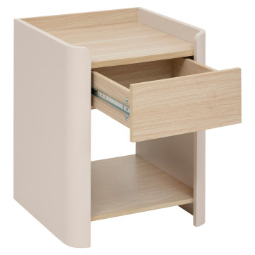 Table de chevet 1 tiroir Roundy 50 cm ivoire 5five - Le Dépôt Bailleul