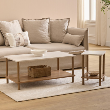 Table d'appoint 1 étagère plateau effet pierre Côme 5five - Le Dépôt Bailleul