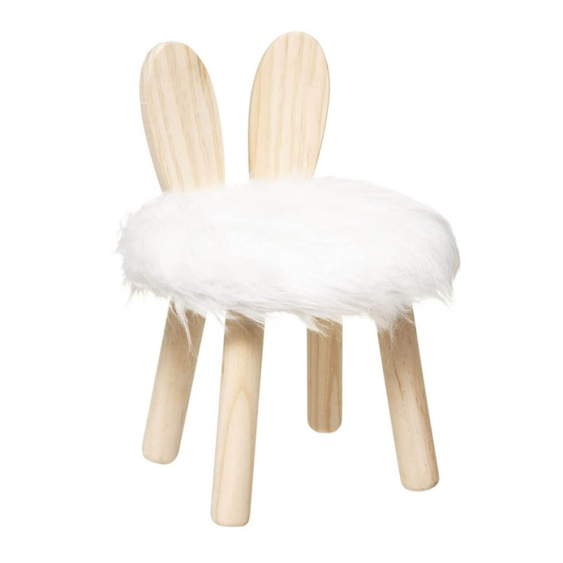 Tabouret enfant Lapin fausse fourrure Atmosphera - Le Dépôt Bailleul