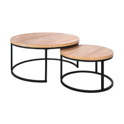 Lot de 2 tables gigognes rondes Coffee pieds métal - Le Dépôt Bailleul