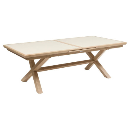 Table extérieure extensible 10p. Axiome argile effet bois honey Hespéride - Le Dépôt Bailleul