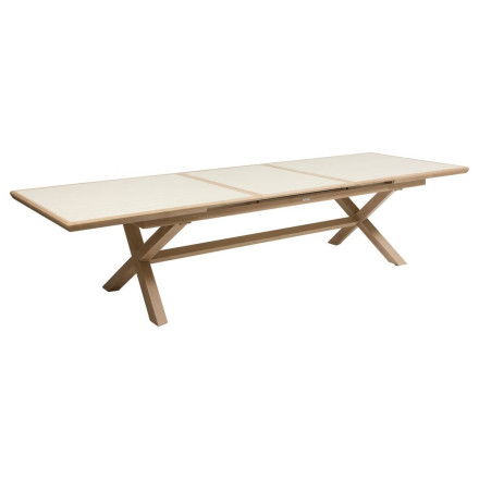 Table extérieure extensible 12p. Axiome argile effet bois honey Hespéride - Le Dépôt Bailleul