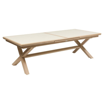 Table extérieure extensible 12p. Axiome argile effet bois honey Hespéride - Le Dépôt Bailleul