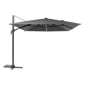 Parasol décentré Melhia 4x3 m avec LED oléfine anthracite Hespéride - Le Dépôt Bailleul