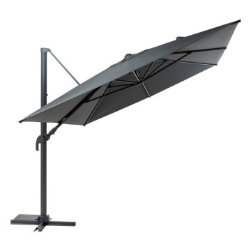 Parasol décentré Melhia 4x3 m avec LED oléfine anthracite Hespéride - Le Dépôt Bailleul