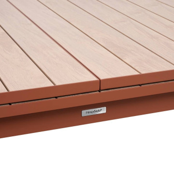 Table extensible 10p Evasion effet bois honney / acajou Hespéride - Le Dépôt Bailleul