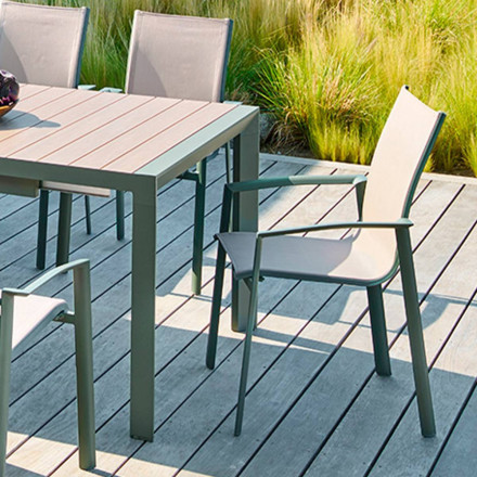 Fauteuil extérieur Axant lin/laurier Hespéride - Le Dépôt Bailleul