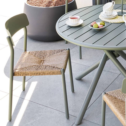 Chaise extérieure empilable Wistty effet rotin vert laurier Hespéride - Le Dépôt Bailleul