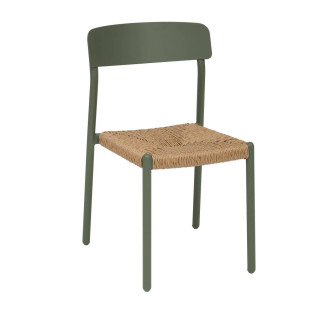 Chaise extérieure empilable Wistty effet rotin vert laurier Hespéride - Le Dépôt Bailleul