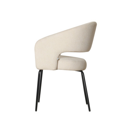 Fauteuil repas Léna tissu beige pieds métal noir Takasit - Le Dépôt Bailleul