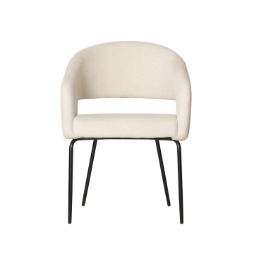 Fauteuil repas Léna tissu beige pieds métal noir Takasit - Le Dépôt Bailleul