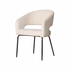 Fauteuil repas Léna tissu beige pieds métal noir Takasit - Le Dépôt Bailleul