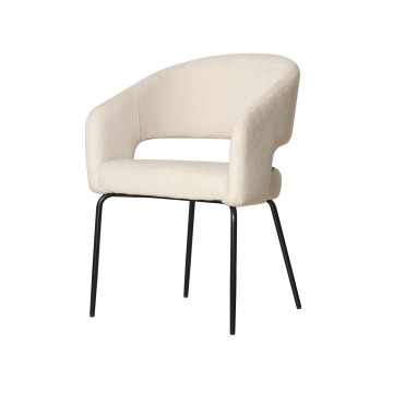 Fauteuil repas Léna tissu beige pieds métal noir Takasit - Le Dépôt Bailleul