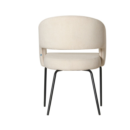 Fauteuil repas Léna tissu beige pieds métal noir Takasit - Le Dépôt Bailleul