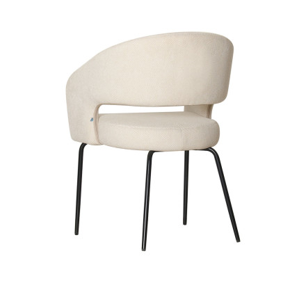Fauteuil repas Léna tissu beige pieds métal noir Takasit - Le Dépôt Bailleul