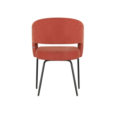 Fauteuil repas Léna tissu terracotta pieds métal noir Takasit - Le Dépôt Bailleul