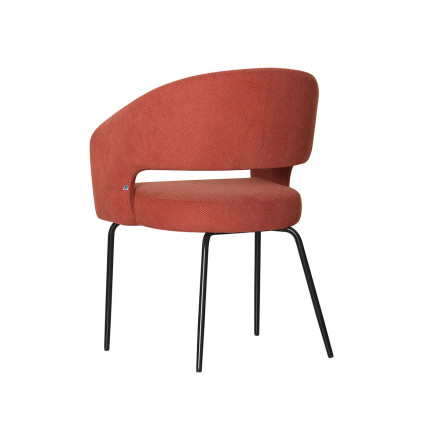 Fauteuil repas Léna tissu terracotta pieds métal noir Takasit - Le Dépôt Bailleul