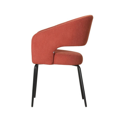 Fauteuil repas Léna tissu terracotta pieds métal noir Takasit - Le Dépôt Bailleul