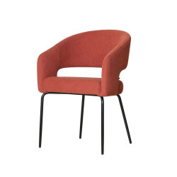 Fauteuil repas Léna tissu terracotta pieds métal noir Takasit - Le Dépôt Bailleul