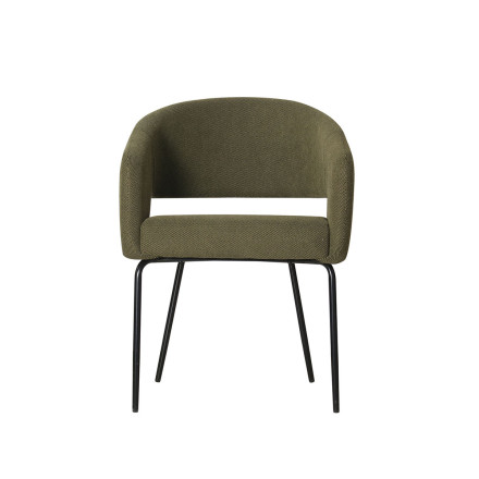 Fauteuil repas Léna tissu vert pieds métal noir Takasit - Le Dépôt Bailleul