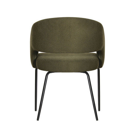 Fauteuil repas Léna tissu vert pieds métal noir Takasit - Le Dépôt Bailleul
