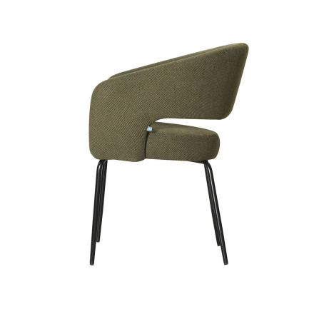 Fauteuil repas Léna tissu vert pieds métal noir Takasit - Le Dépôt Bailleul