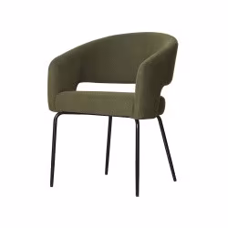 Fauteuil repas Léna tissu vert pieds métal noir Takasit - Le Dépôt Bailleul