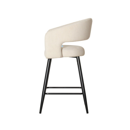 Tabouret de bar Léna tissu beige pieds métal noir Takasit - Le Dépôt Bailleul
