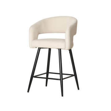 Tabouret de bar Léna tissu beige pieds métal noir Takasit - Le Dépôt Bailleul