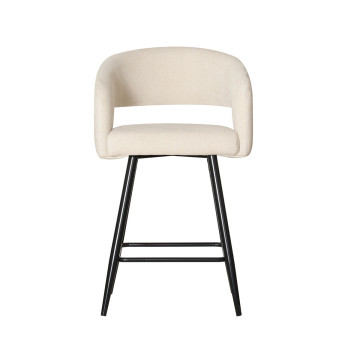 Tabouret de bar Léna tissu beige pieds métal noir Takasit - Le Dépôt Bailleul