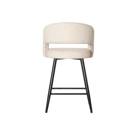 Tabouret de bar Léna tissu beige pieds métal noir Takasit - Le Dépôt Bailleul